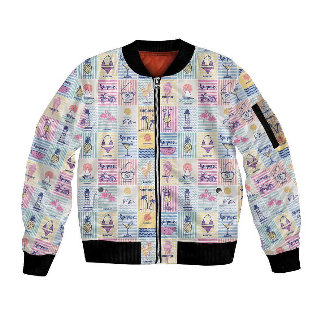 Aloha Summer Posters Grunge Textures Sleeve Zip Bomber Jacket