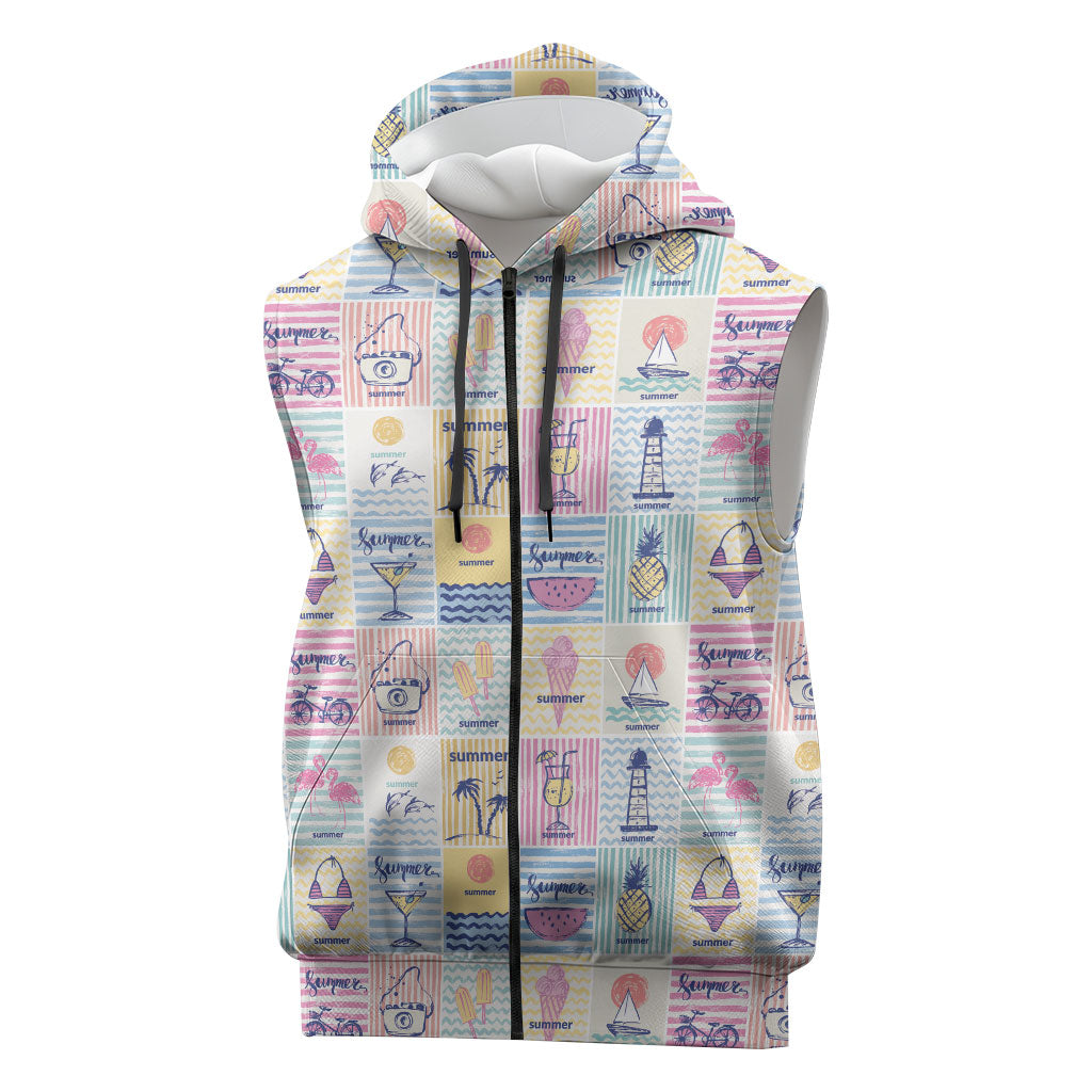 Aloha Summer Posters Grunge Textures Sleeveless Zip Hoodie