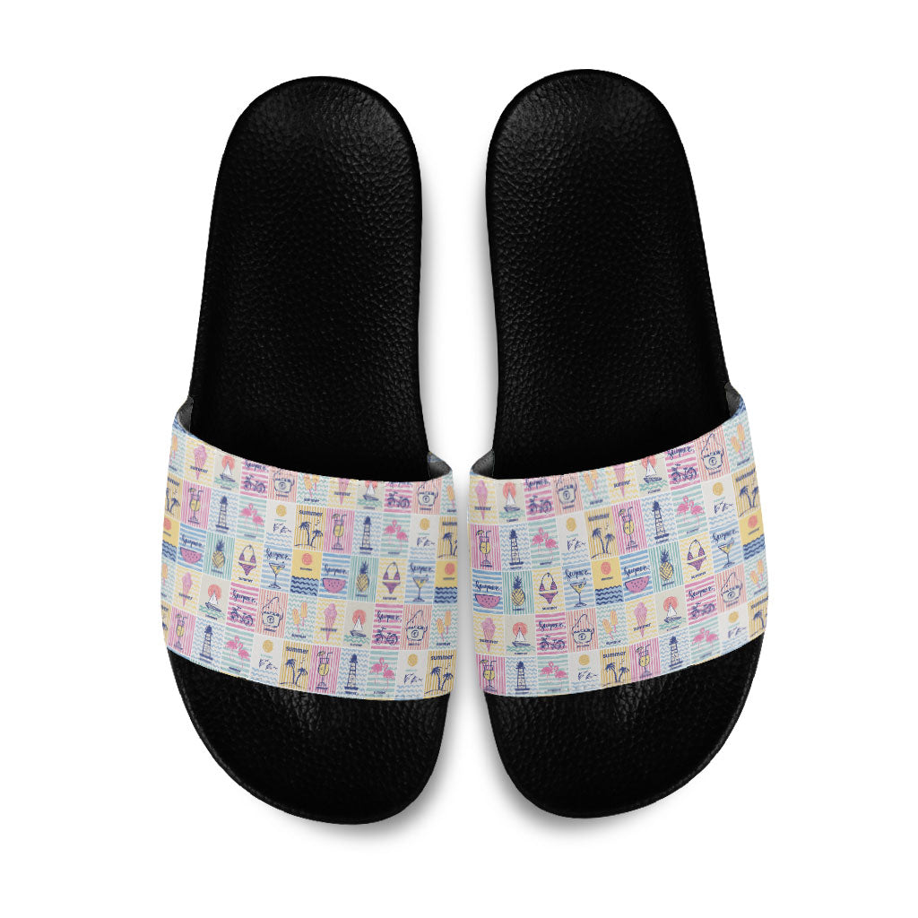Aloha Summer Posters Grunge Textures Slide Sandals