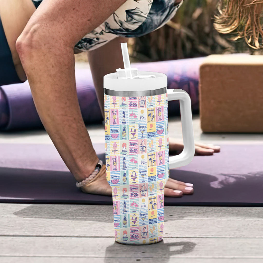 Aloha Summer Posters Grunge Textures Tumbler With Handle
