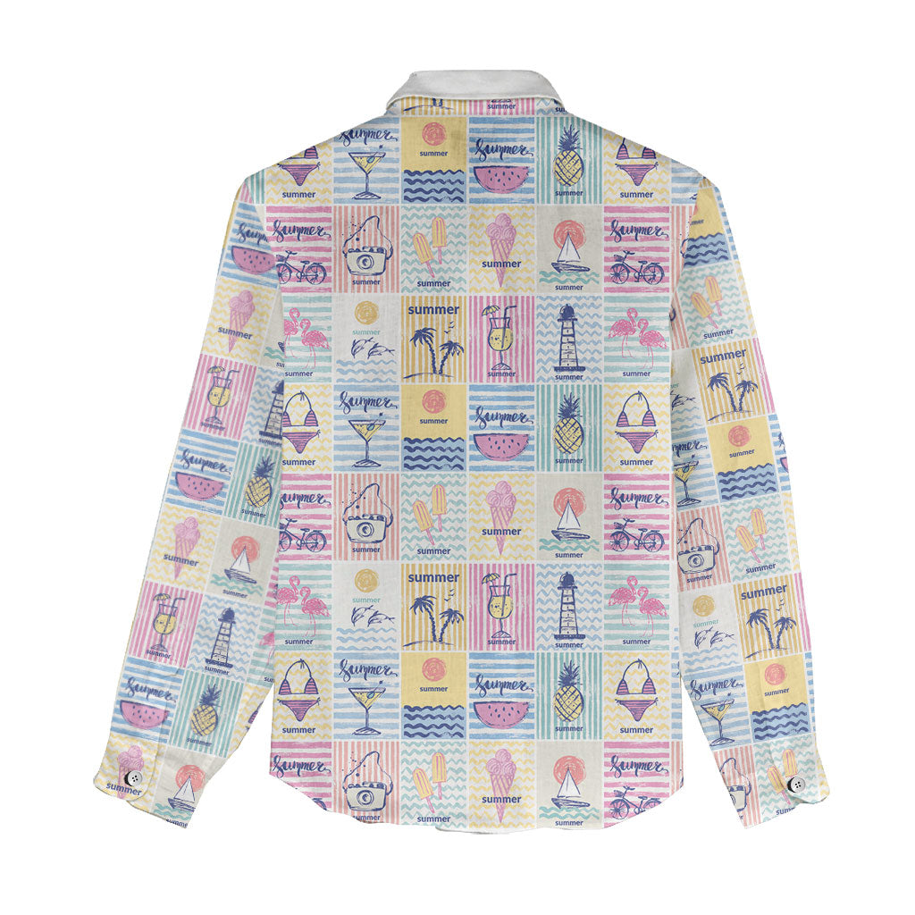 Aloha Summer Posters Grunge Textures Women Casual Shirt