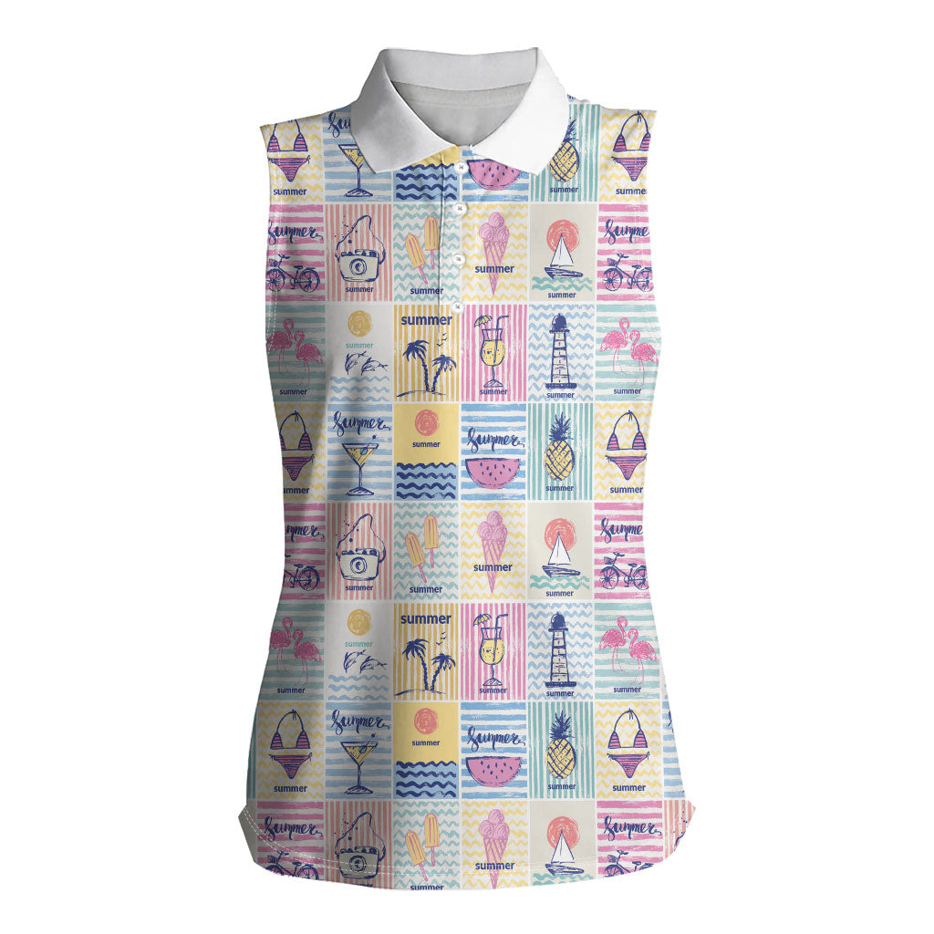 Aloha Summer Posters Grunge Textures Women Sleeveless Polo Shirt
