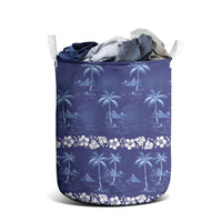 Blue Hawaii Palm Tree Hibiscus Laundry Basket Fantasy Summer Vibe