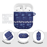 Blue Hawaii Palm Tree Hibiscus AirPods Case Fantasy Summer Vibe