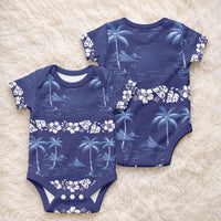 Blue Hawaii Palm Tree Hibiscus Baby Onesie Fantasy Summer Vibe