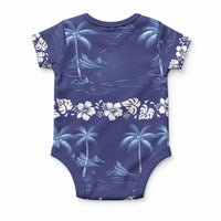 Blue Hawaii Palm Tree Hibiscus Baby Onesie Fantasy Summer Vibe
