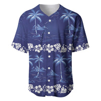 Blue Hawaii Palm Tree Hibiscus Baseball Jersey Fantasy Summer Vibe