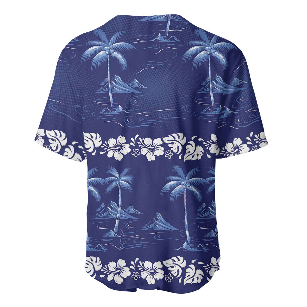 Blue Hawaii Palm Tree Hibiscus Baseball Jersey Fantasy Summer Vibe