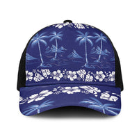Blue Hawaii Palm Tree Hibiscus Baseball Net Cap Fantasy Summer Vibe
