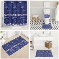 Blue Hawaii Palm Tree Hibiscus Bathroom Set Fantasy Summer Vibe