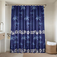 Blue Hawaii Palm Tree Hibiscus Bathroom Set Fantasy Summer Vibe