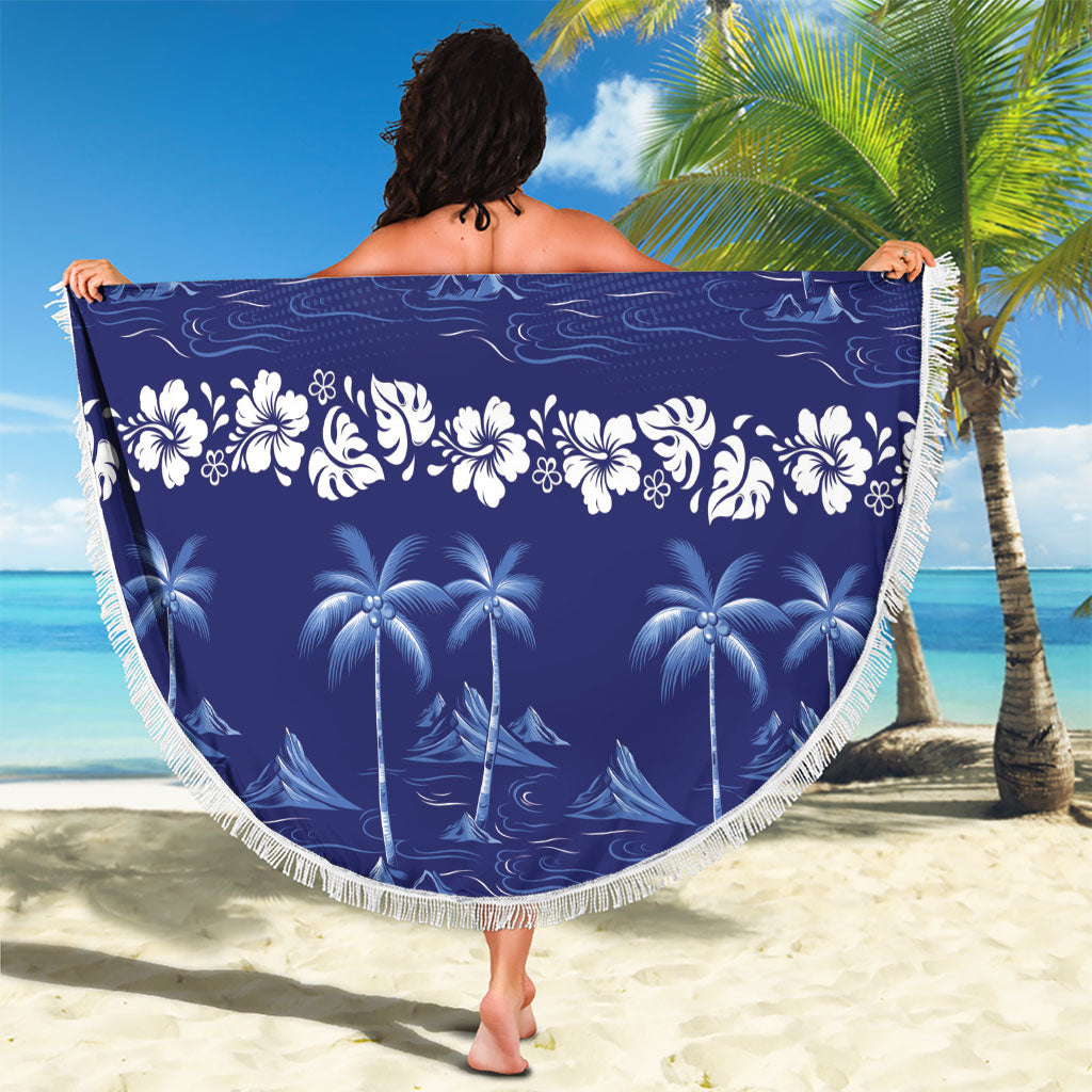 Blue Hawaii Palm Tree Hibiscus Beach Blanket Fantasy Summer Vibe