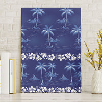Blue Hawaii Palm Tree Hibiscus Canvas Wall Art Fantasy Summer Vibe