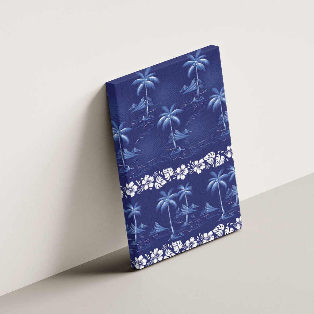 Blue Hawaii Palm Tree Hibiscus Canvas Wall Art Fantasy Summer Vibe