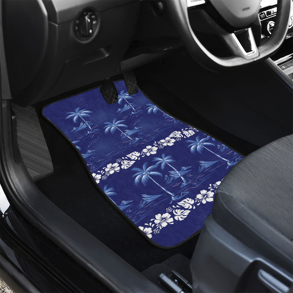 Blue Hawaii Palm Tree Hibiscus Car Mats Fantasy Summer Vibe