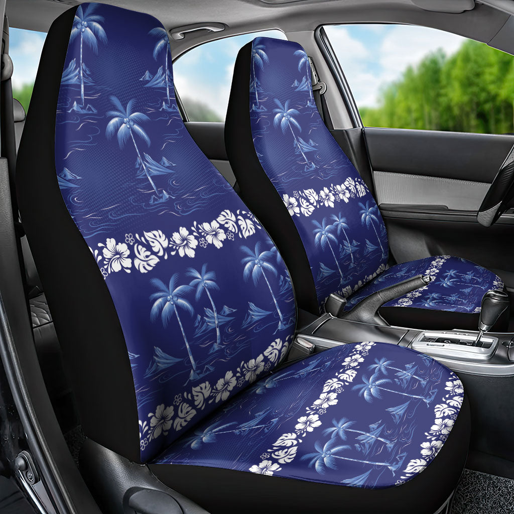 Blue Hawaii Palm Tree Hibiscus Car Seat Cover Fantasy Summer Vibe