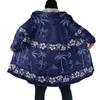 Blue Hawaii Palm Tree Hibiscus Cloak Fantasy Summer Vibe