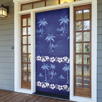 Blue Hawaii Palm Tree Hibiscus Door Cover Fantasy Summer Vibe