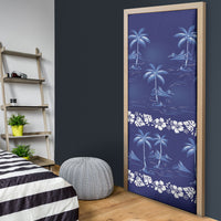Blue Hawaii Palm Tree Hibiscus Door Cover Fantasy Summer Vibe