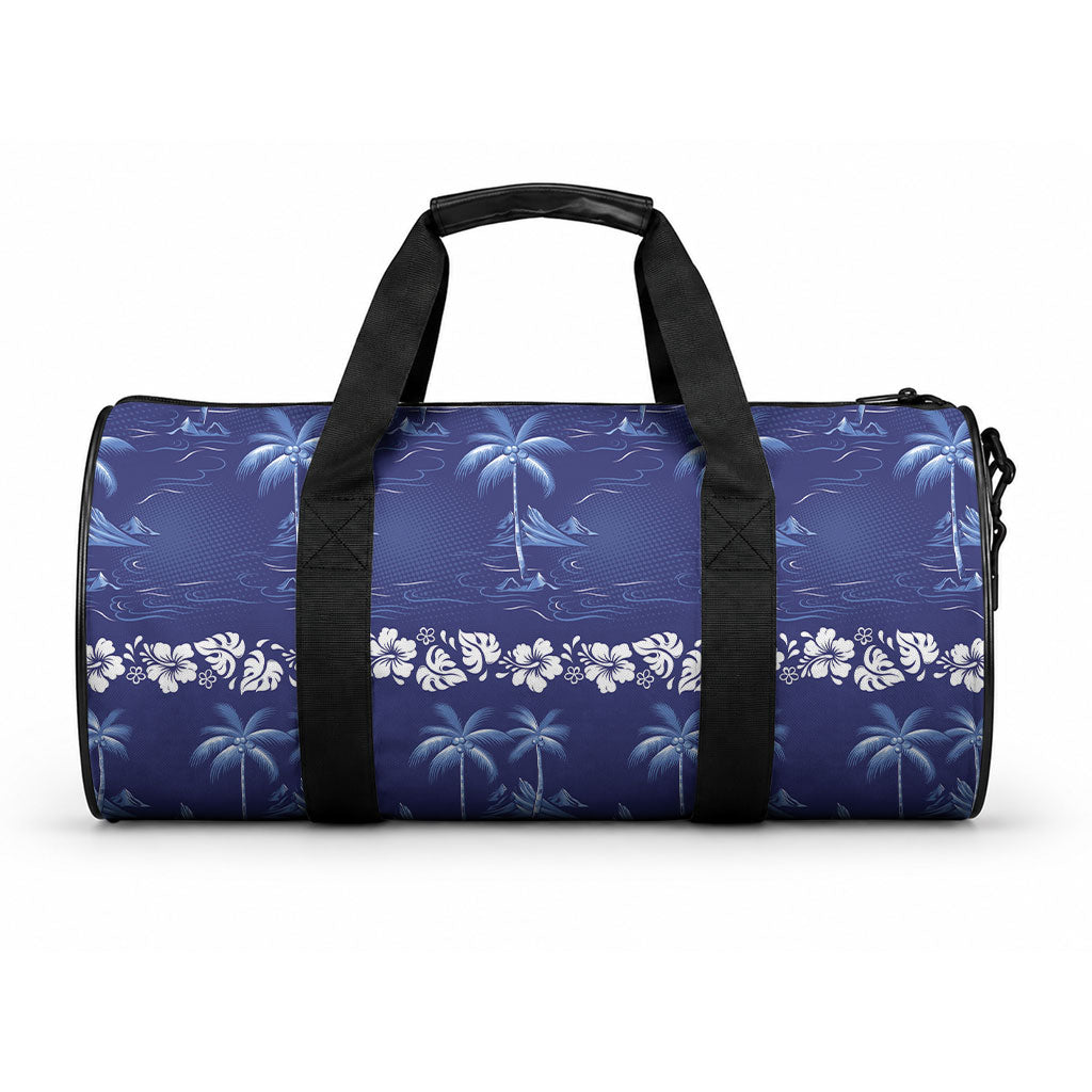 Blue Hawaii Palm Tree Hibiscus Duffle Bag Fantasy Summer Vibe
