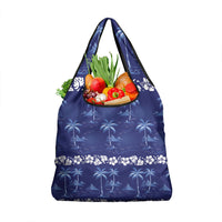 Blue Hawaii Palm Tree Hibiscus Grocery Bag Fantasy Summer Vibe