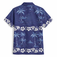 Blue Hawaii Palm Tree Hibiscus Hawaiian Shirt Fantasy Summer Vibe