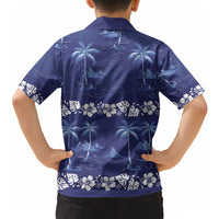 Blue Hawaii Palm Tree Hibiscus Hawaiian Shirt Fantasy Summer Vibe
