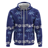 Blue Hawaii Palm Tree Hibiscus Hoodie Fantasy Summer Vibe