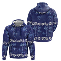 Blue Hawaii Palm Tree Hibiscus Hoodie Fantasy Summer Vibe