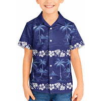 Blue Hawaii Palm Tree Hibiscus Kid Hawaiian Shirt Fantasy Summer Vibe