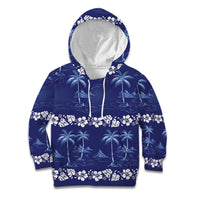 Blue Hawaii Palm Tree Hibiscus Kid Hoodie Fantasy Summer Vibe