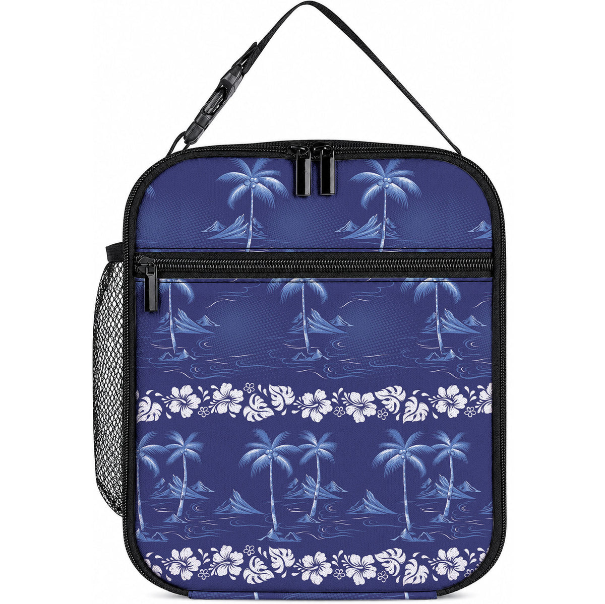 Blue Hawaii Palm Tree Hibiscus Lunch Bag Fantasy Summer Vibe