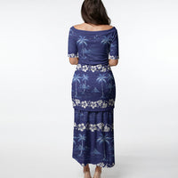 Blue Hawaii Palm Tree Hibiscus Puletasi Fantasy Summer Vibe