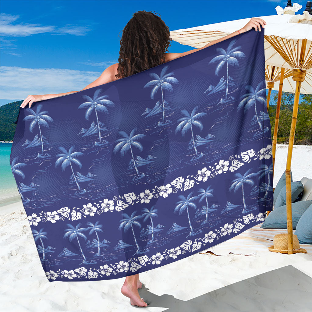 Blue Hawaii Palm Tree Hibiscus Sarong Fantasy Summer Vibe
