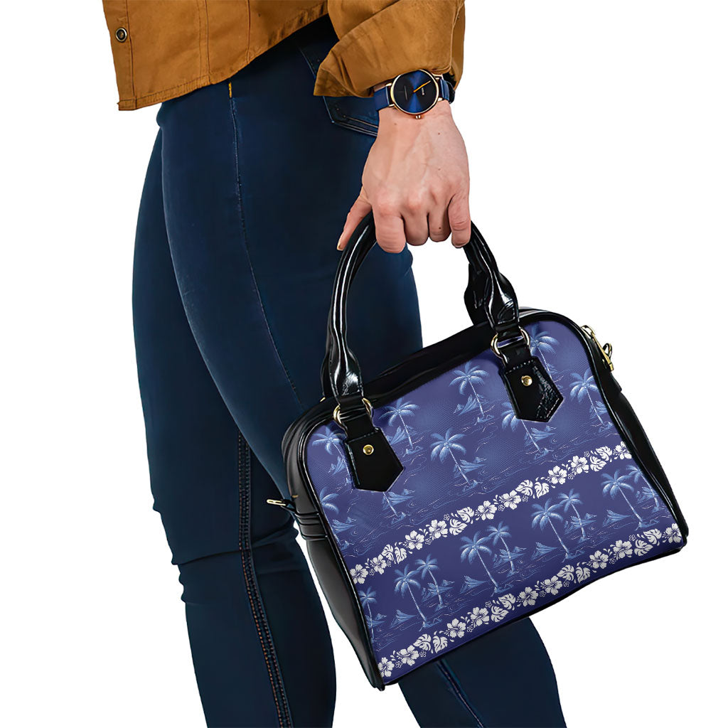 Blue Hawaii Palm Tree Hibiscus Shoulder Handbag Fantasy Summer Vibe