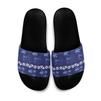 Blue Hawaii Palm Tree Hibiscus Slide Sandals Fantasy Summer Vibe