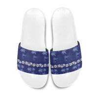 Blue Hawaii Palm Tree Hibiscus Slide Sandals Fantasy Summer Vibe