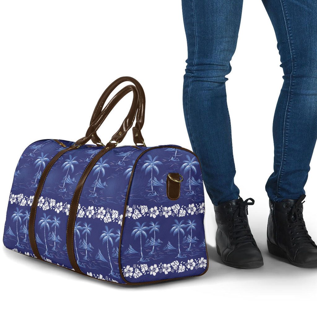 Blue Hawaii Palm Tree Hibiscus Travel Bag Fantasy Summer Vibe