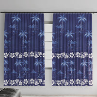 Blue Hawaii Palm Tree Hibiscus Window Curtain Fantasy Summer Vibe
