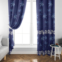 Blue Hawaii Palm Tree Hibiscus Window Curtain Fantasy Summer Vibe