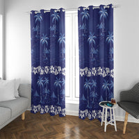 Blue Hawaii Palm Tree Hibiscus Window Curtain Fantasy Summer Vibe