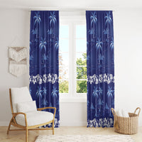 Blue Hawaii Palm Tree Hibiscus Window Curtain Fantasy Summer Vibe