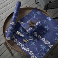 Blue Hawaii Palm Tree Hibiscus Wrapping Paper Fantasy Summer Vibe