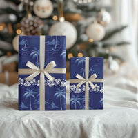 Blue Hawaii Palm Tree Hibiscus Wrapping Paper Fantasy Summer Vibe