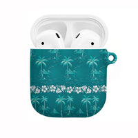 Cyan Hawaii Palm Tree Hibiscus AirPods Case Fantasy Summer Vibe