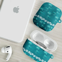 Cyan Hawaii Palm Tree Hibiscus AirPods Case Fantasy Summer Vibe