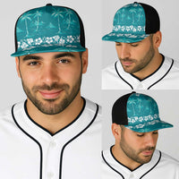 Cyan Hawaii Palm Tree Hibiscus Baseball Net Cap Fantasy Summer Vibe