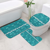 Cyan Hawaii Palm Tree Hibiscus Bathroom Set Fantasy Summer Vibe