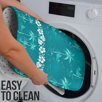 Cyan Hawaii Palm Tree Hibiscus Bathroom Set Fantasy Summer Vibe
