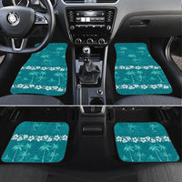 Cyan Hawaii Palm Tree Hibiscus Car Mats Fantasy Summer Vibe